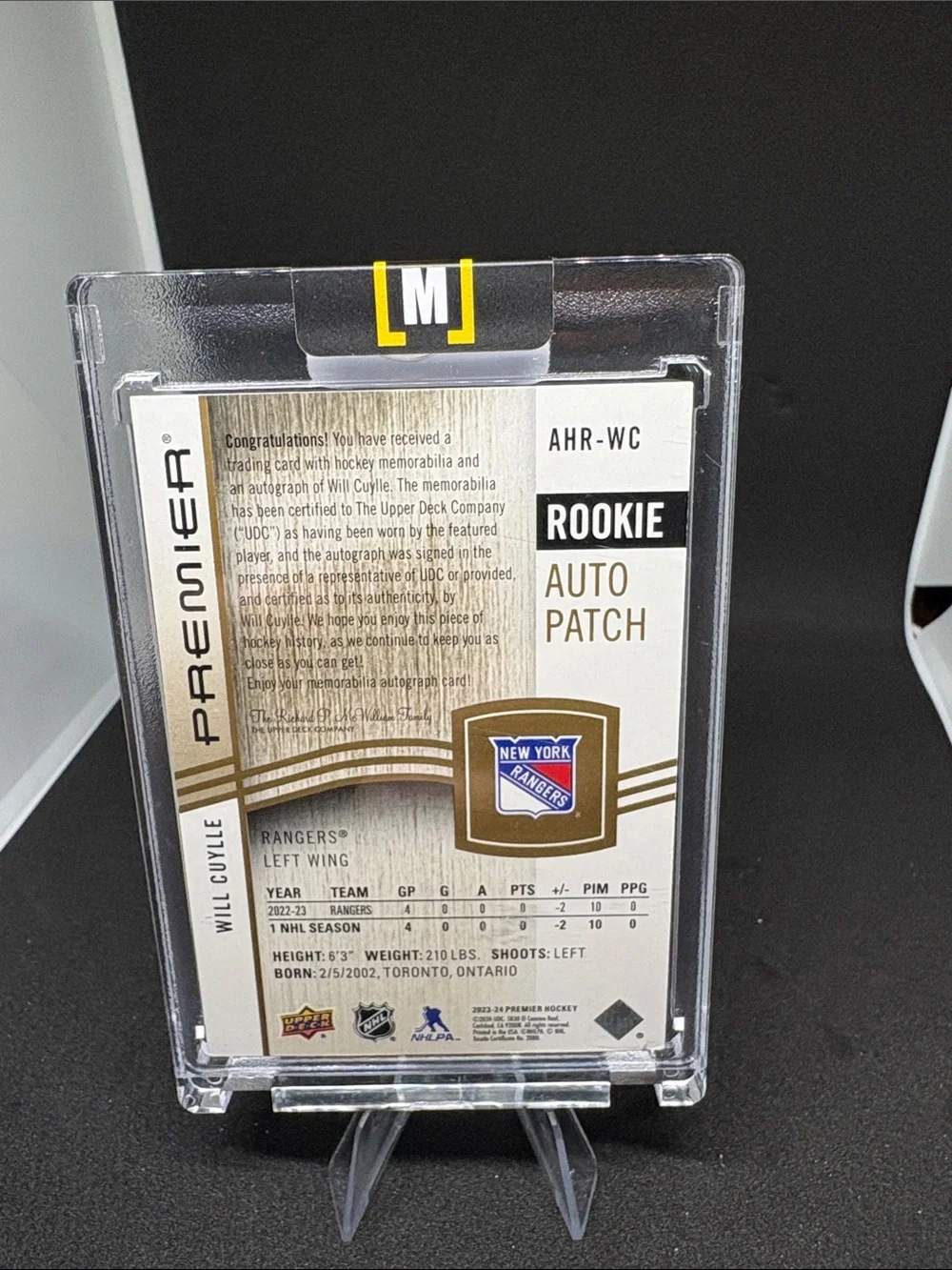 Upper Deck Will Cuylle Rookie Auto Patch Trading Card LE 13/25